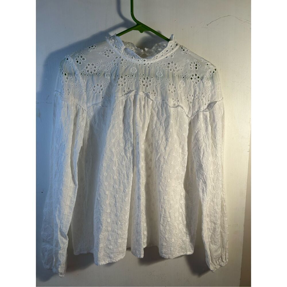 Time & Tru white‎ eyelet shirt top medium m